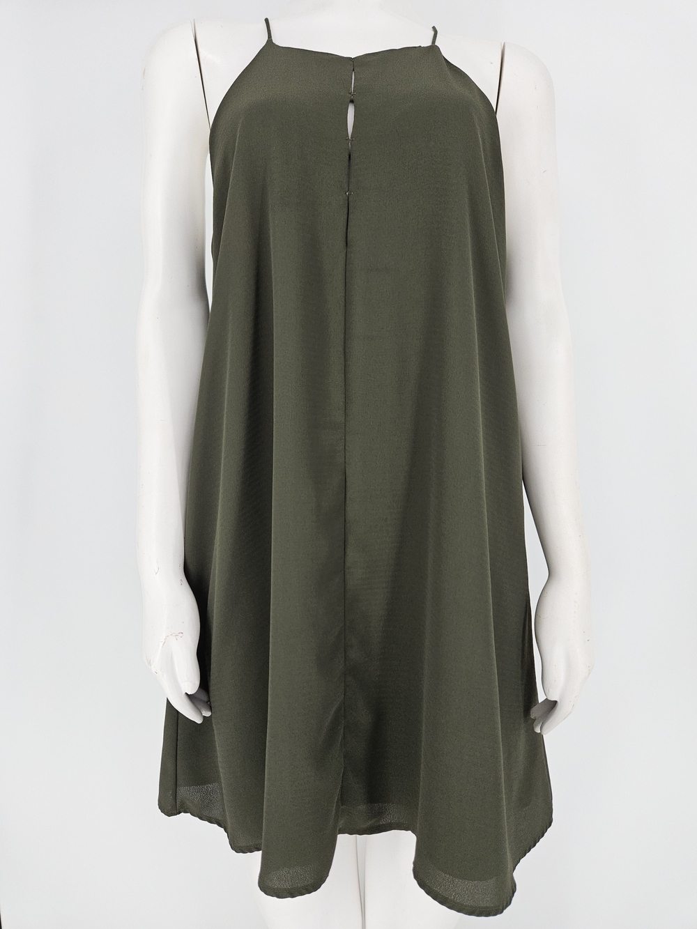 Lord & Taylor Design Lab Olive Green Halter Swing Dress Size L